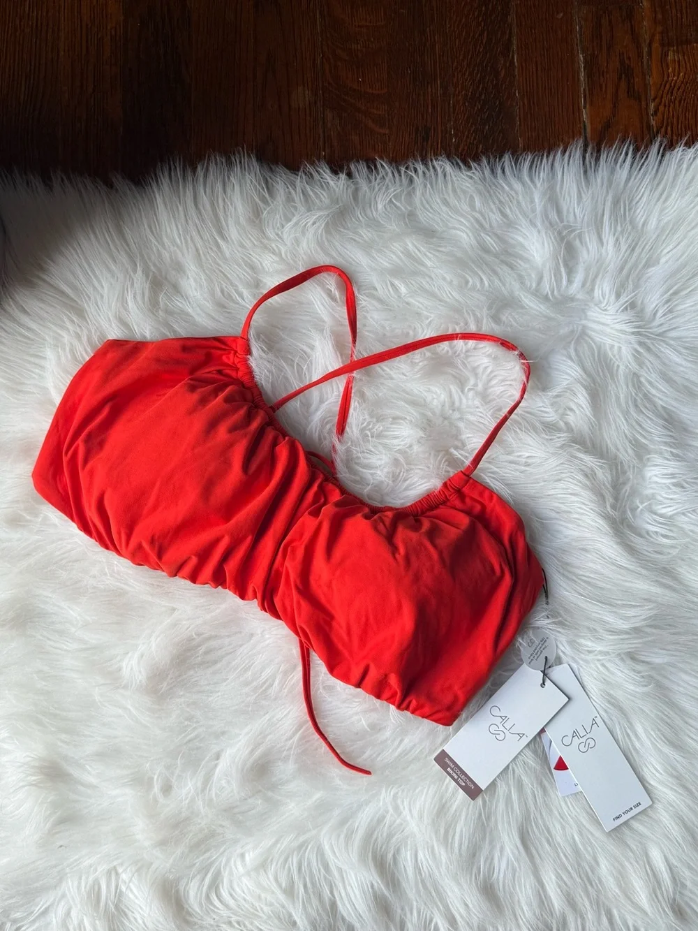 Calia Scrunched Tie Back Bikini Top Fresh Red XXL NWT Underwire